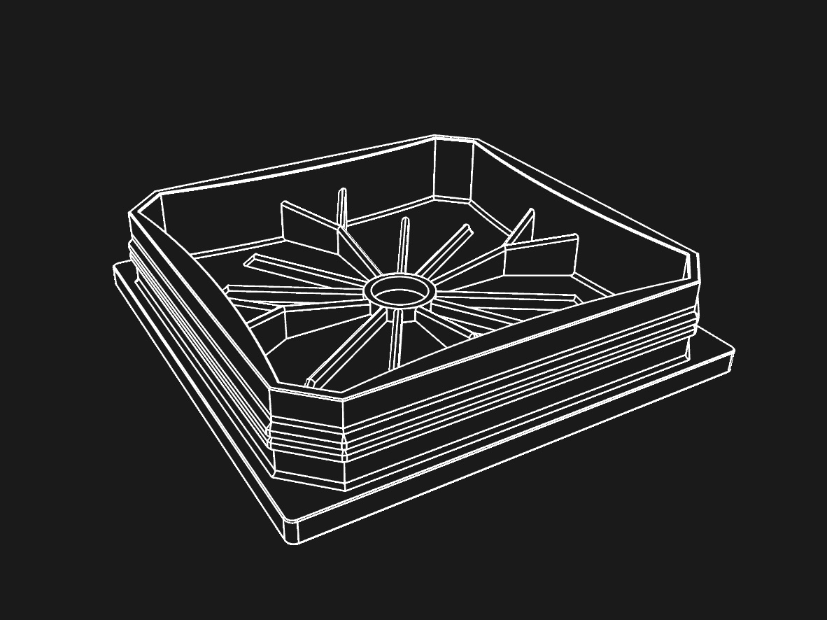 Wireframe view of the cap model.
